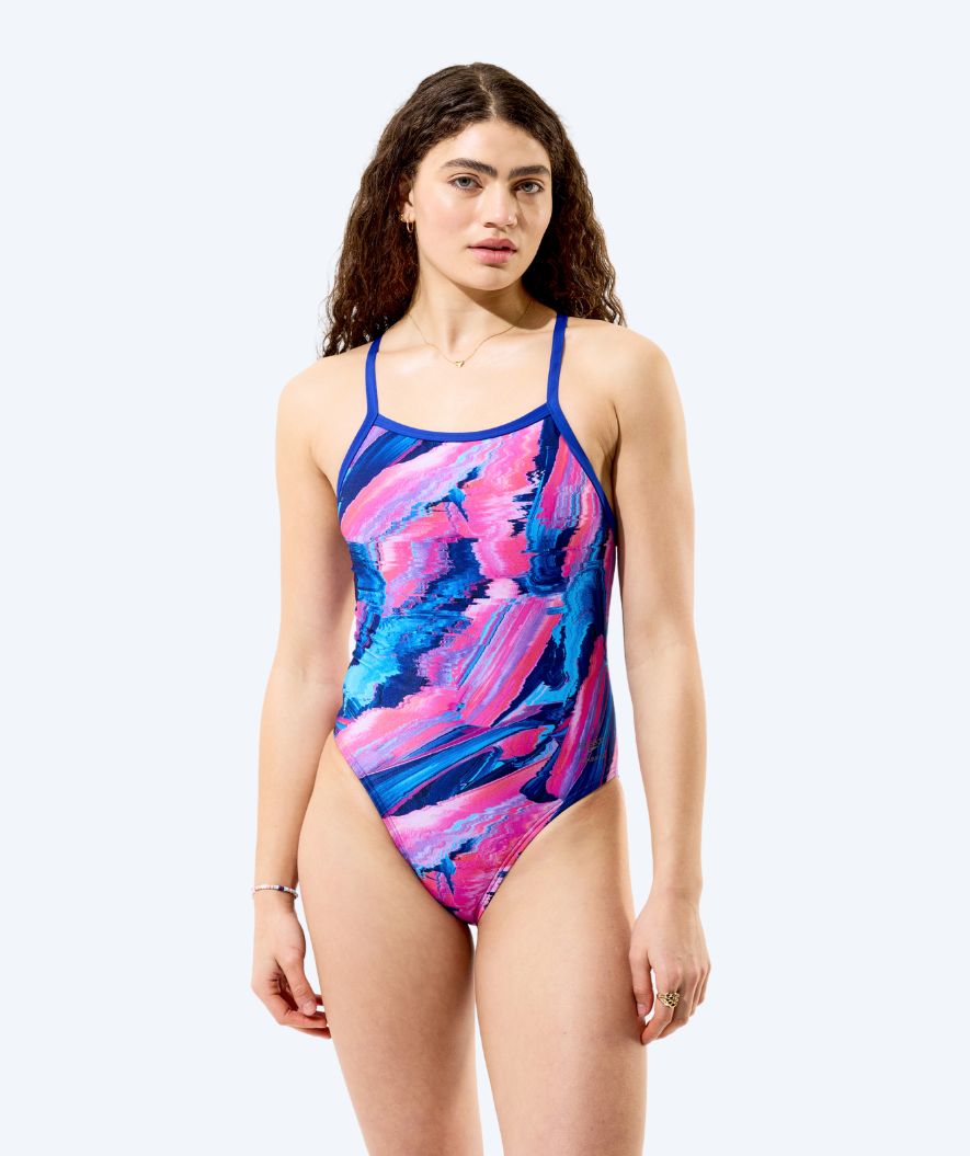 Speedo strój kąpielowy dla kobiet - Printed Turnback - Niebieski/Różowy