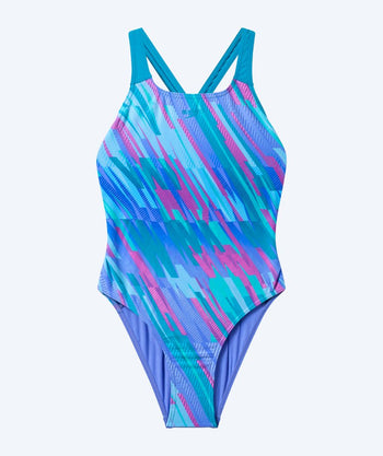 Speedo strój kąpielowy dla dziewczynek - Print Powerback - Fioletowy/Niebieski