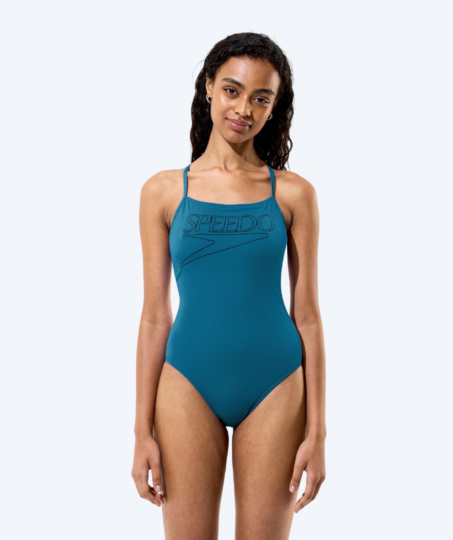 Speedo strój kąpielowy dla kobiet - Endurance Logo Thin Strap - Ciemnozielony