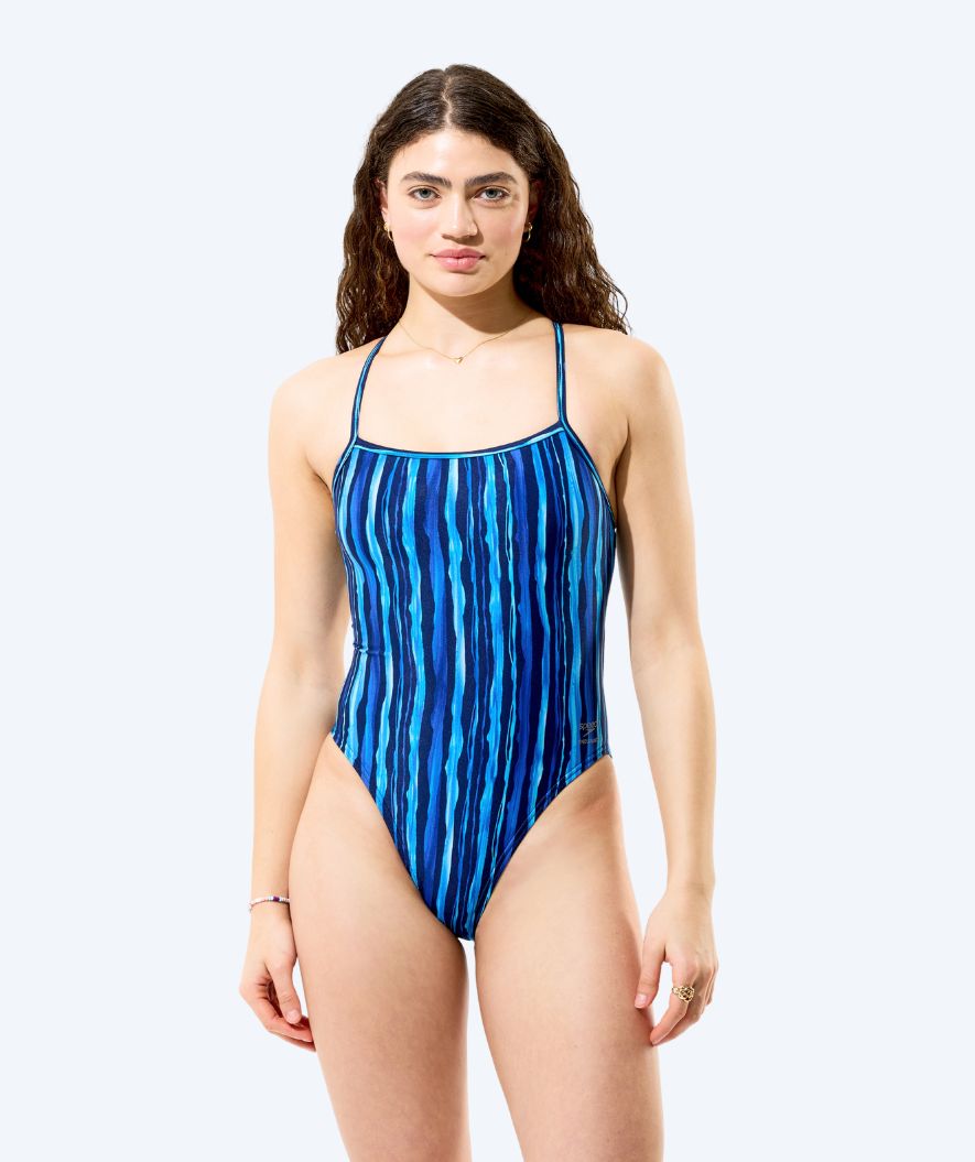 Speedo strój kąpielowy dla kobiet - Printed Web Back - Ciemnoniebieski/Jasnoniebieski