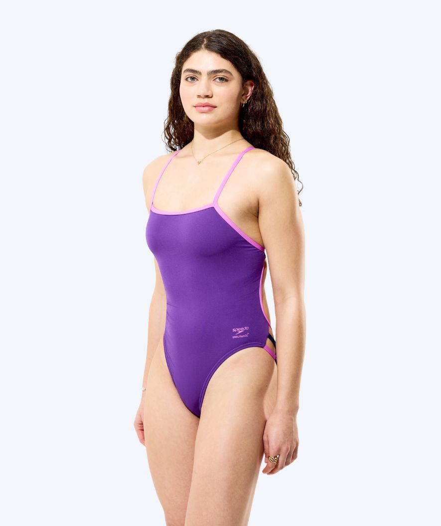 Speedo strój kąpielowy dla kobiet - Solid Tri Back - Fioletowy/Jasnoróżowy