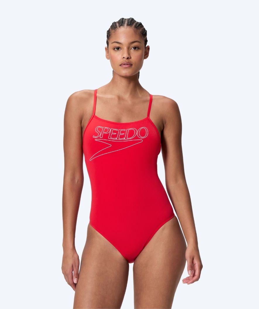 Speedo strój kąpielowy dla kobiet - Endurance Logo Thin Strap - Czerwony