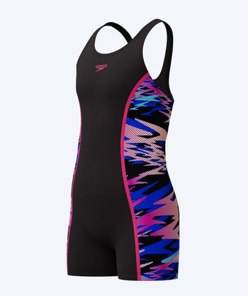 Speedo strój kąpielowy z nogawkami dla dziewczynek - Hyperboom Splice Muscleback - Czarny/Różowy/Wielokolorowy