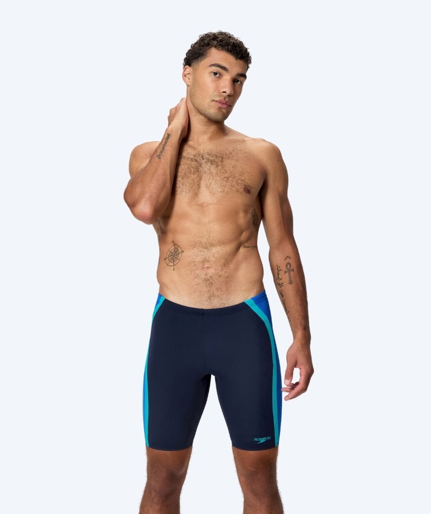 Speedo długie kąpielówki dla mężczyzn - Solid Splice - Ciemnoniebieski/Jasnoniebieski