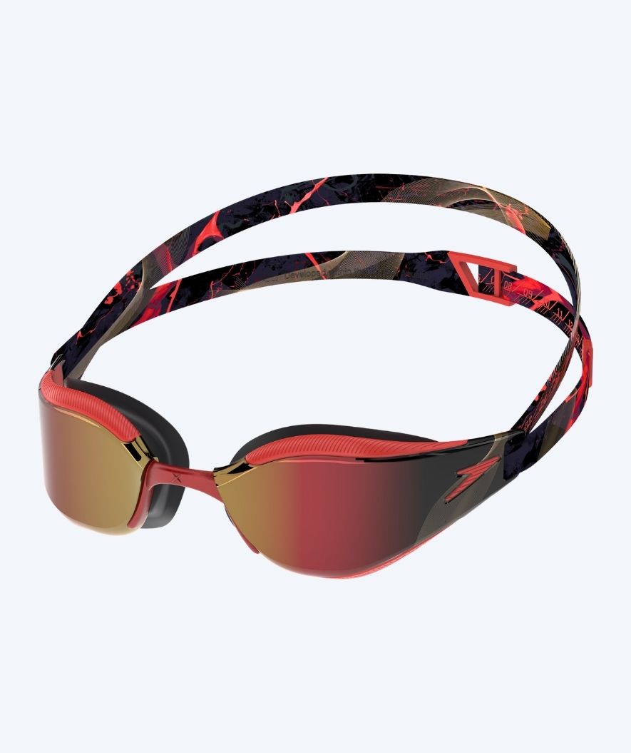 Speedo Elite okulary do pływania - Fastskin Hyper Elite Mirror - Czarny/Czerwony (Złoty soczewki)