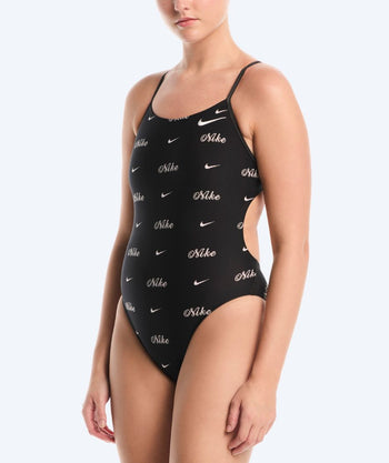 Nike strój kąpielowy dla kobiet - Hydrastrong Print Cutout - Czarny/biały