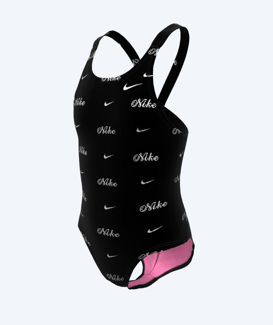 Nike strój kąpielowy dla dziewczynek - Hydrastrong Print Fastback - Czarny/Biały
