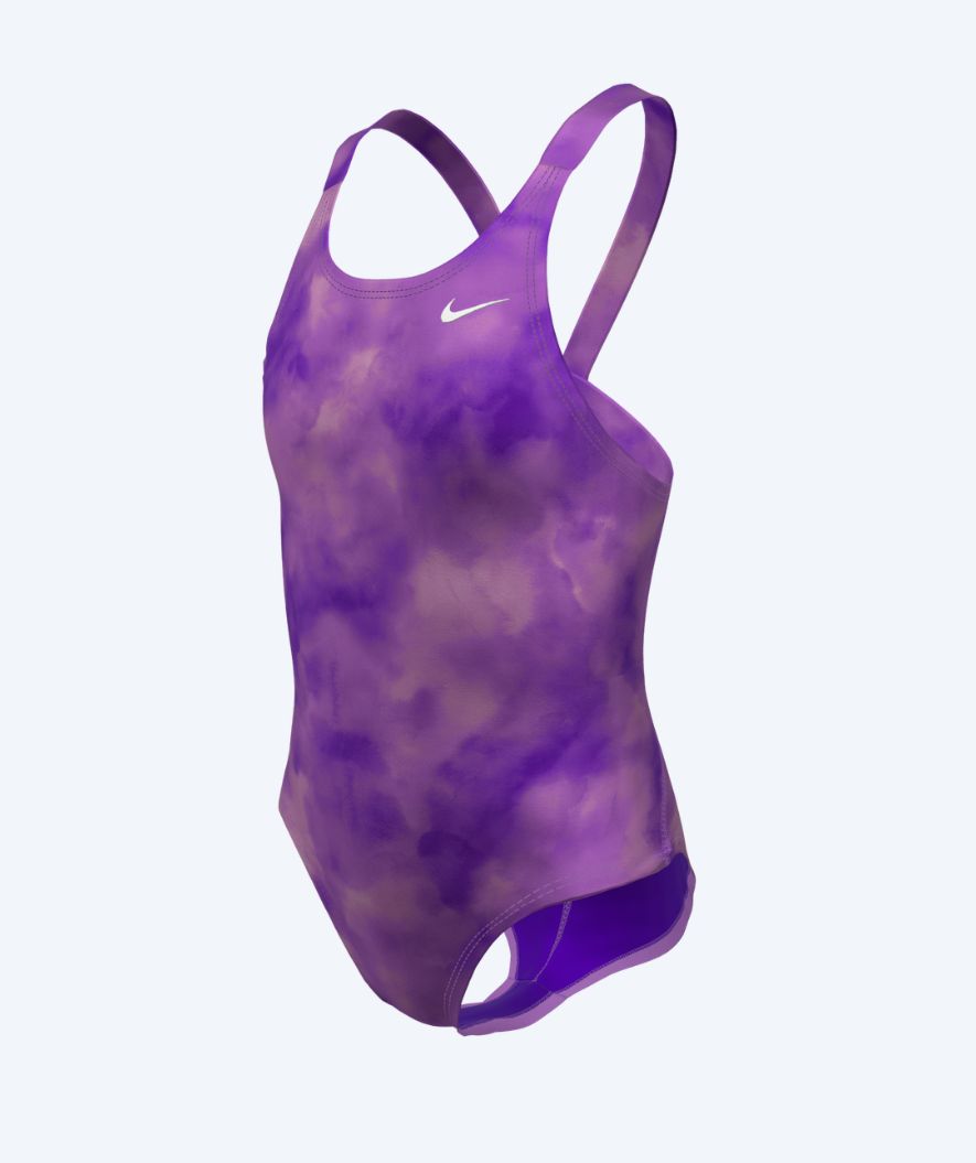 Nike strój kąpielowy dla dziewczynek - Hydrastrong Print Fastback - Fioletowy/Jasnoróżowy