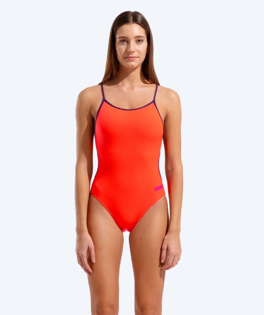 Arena strój kąpielowy dla kobiet - Solid Lace Back - Pomarańczowy/Fioletowy