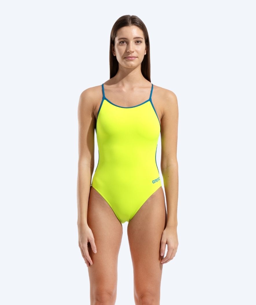 Arena strój kąpielowy dla kobiet - Solid Lace Back - Żółty/Niebieski