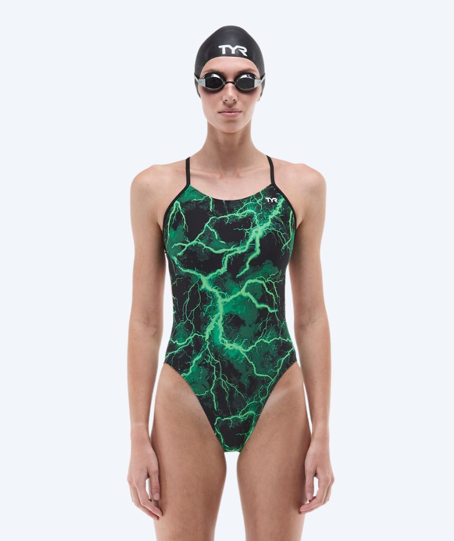 TYR strój kąpielowy dla kobiet - Durafast Elite Cutoutfit Arterix - Zielony/Czarny