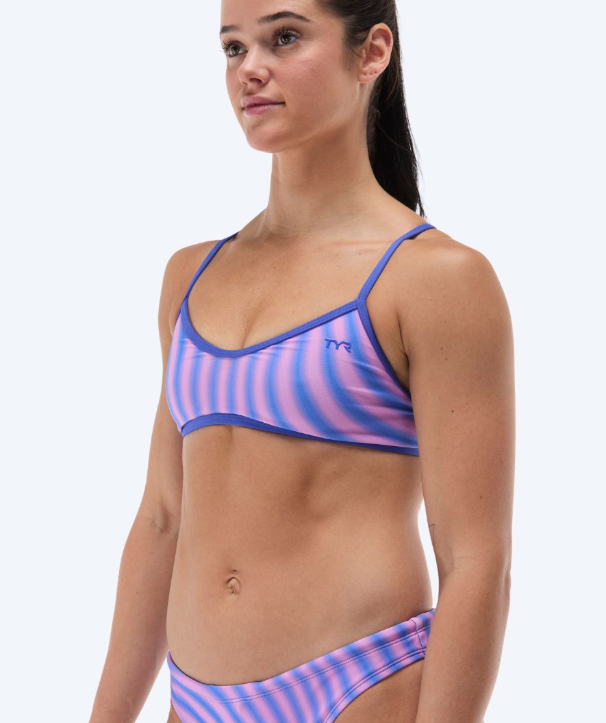 TYR góra od bikini dla kobiet - Durafast Elite Trinity Bezold - Jasnoróżowy/Niebieski