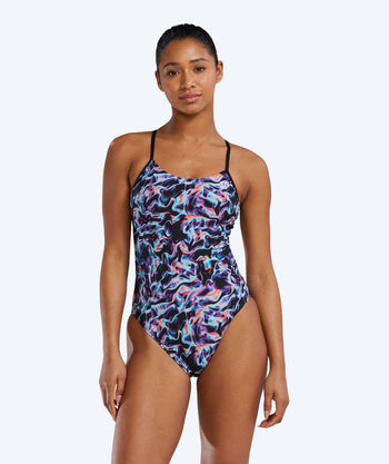 TYR strój kąpielowy dla kobiet - Durafast Energia Cutoutfit - Niebieski/pomarańczowy