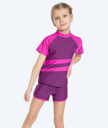 Watery koszulka UV dla dzieci - Manami Rashguard z krótkimi rękawami - Fioletowa
