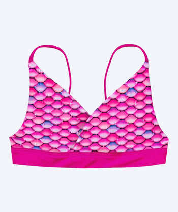 Fin Fun góra od bikini syrenka dla dziewczynek bez falbanek - Malibu Pink (różowa)