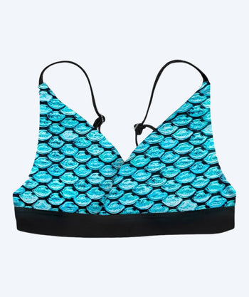Fin Fun góra od bikini syrenka dla dziewczynek bez falbanek - Tidal Teal (jasnoniebieska)