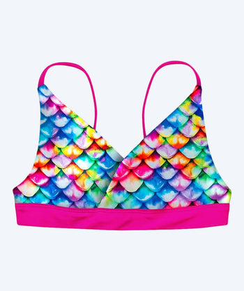 Fin Fun góra od bikini syrenka dla dziewczynek bez falbanek - Rainbow Reef