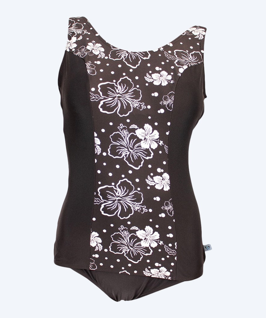 Mirou strój kąpielowy damski plus size w kwiaty - 1180s - Czarny/biały