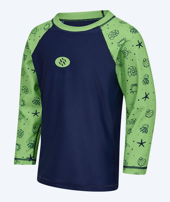 Watery koszulka UV dla dzieci - Brandman Rashguard z długimi rękawami - Zielony/niebieski