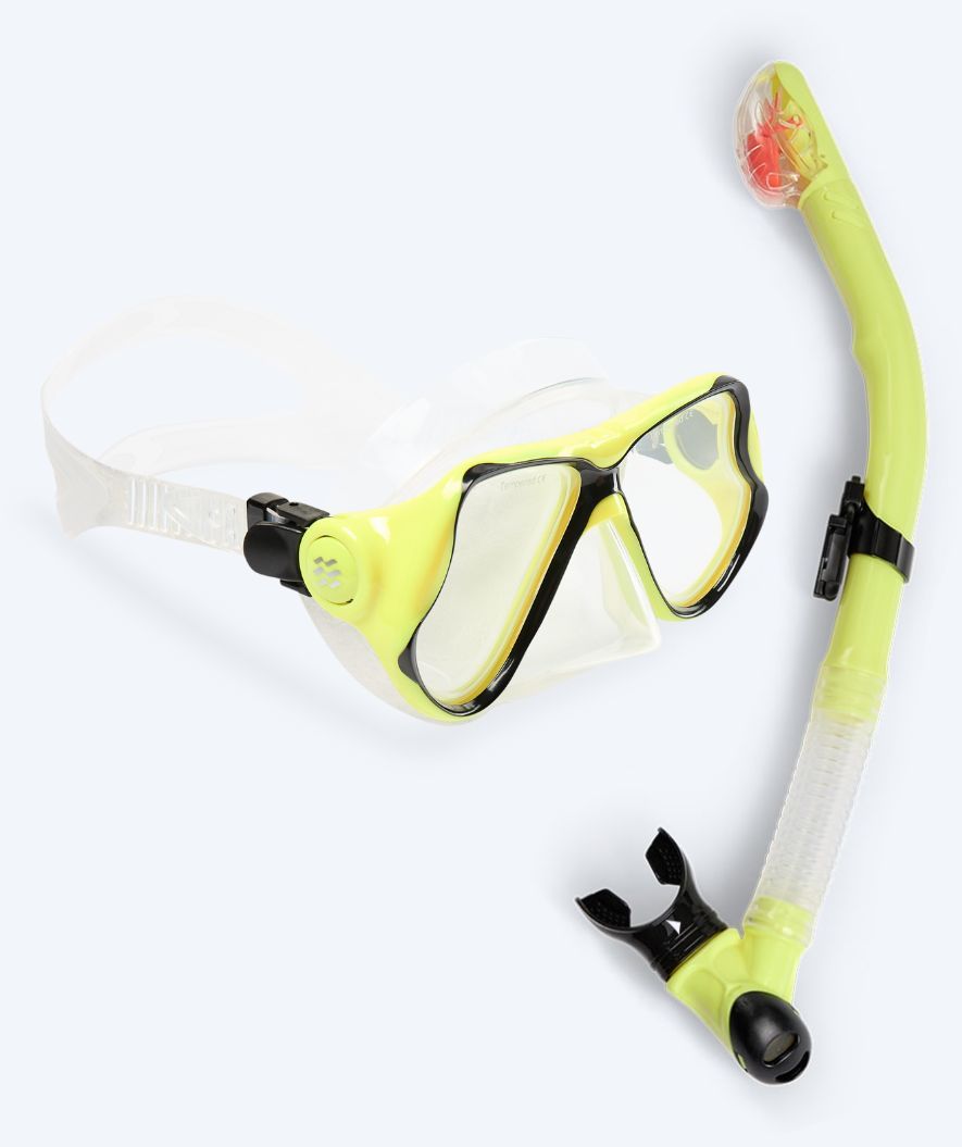 Watery zestaw maska + rurka do snorkelingu dla dorosłych - Hudson Full-dry - Żółty