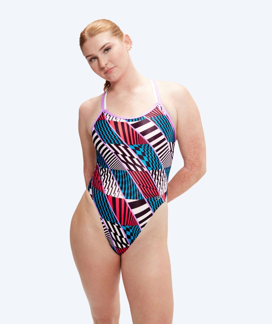 Speedo strój kąpielowy dla kobiet - Allover Digital Starback - Czerwony/Niebieski
