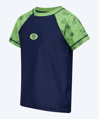Watery koszulka UV dla dzieci - Brandman Rashguard z krótkimi rękawami - Zielony/niebieski