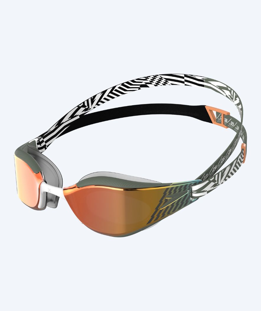 Speedo Elite okulary do pływania - Fastskin Hyper Elite Mirror - Zielony/złoty