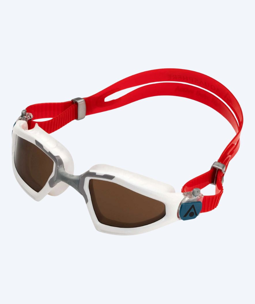 Aquasphere okulary pływackie treningowe - Kayenne Pro - Czerwono/białe (Szara soczewka)