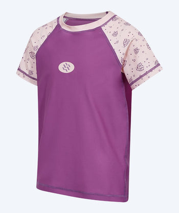 Watery koszulka UV dla dzieci - Brandman Rashguard z krótkimi rękawami - Różowo/fioletowa