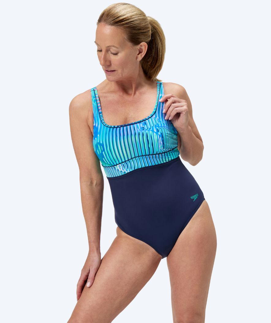 Speedo strój kąpielowy dla kobiet - Shaping ContourEclipse - Ciemnoniebieski/turkusowy