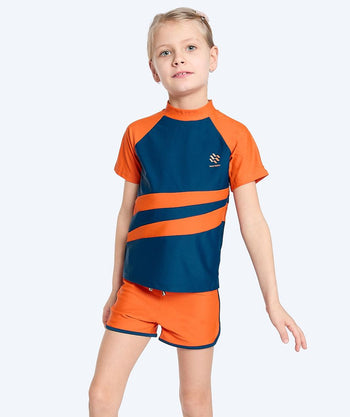 Watery koszulka UV dla dzieci - Manami Rashguard z krótkimi rękawami - Pomarańczowo/niebieska