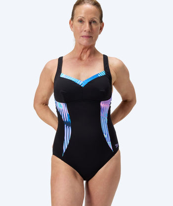 Speedo strój kąpielowy dla kobiet - Shaping Printed LunaElustre - Ciemnoniebieski/turkusowy