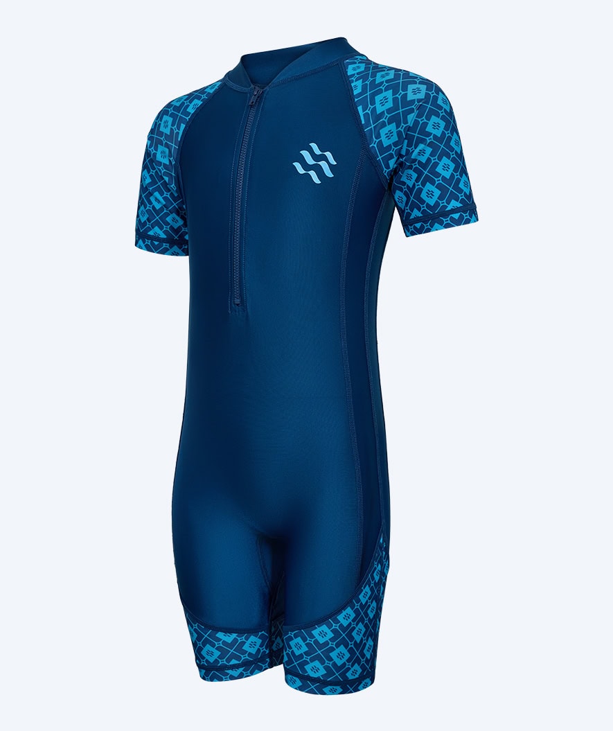 Watery kombinezon UV dla dzieci - Athena z krótkimi rękawami Rashguard - Ciemnoniebieski