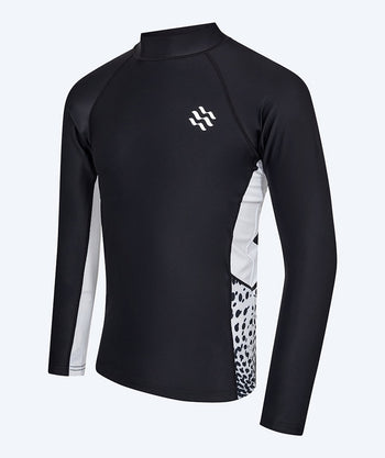 Watery koszulka UV dla mężczyzn - Scylla z długimi rękawami Rashguard - Czarny/biały