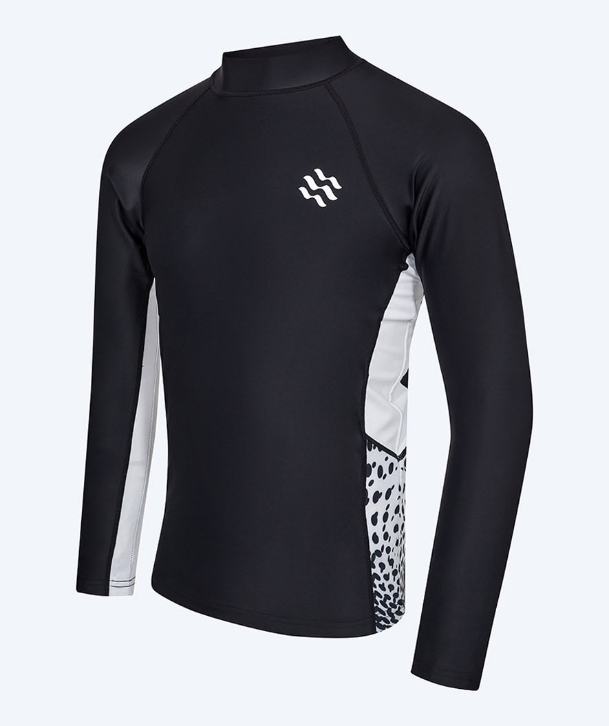 Watery koszulka UV dla mężczyzn - Scylla z długimi rękawami Rashguard - Czarny/biały