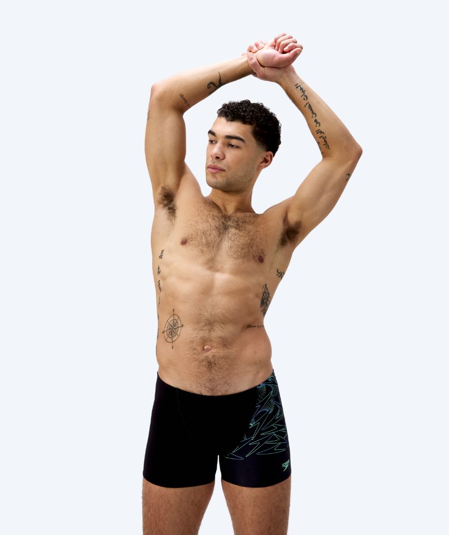 Speedo kąpielówki męskie - Hyperboom V-Cut - Czarne/zielone
