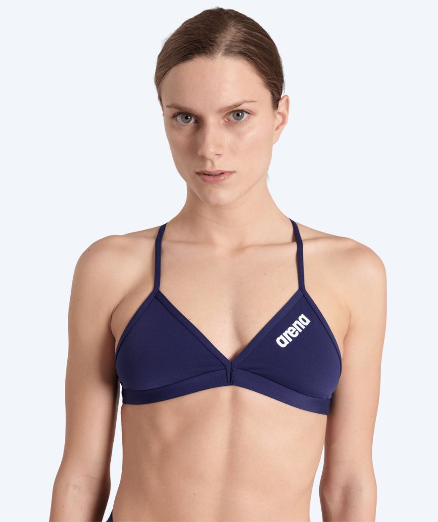 Arena góra od bikini damska - Solid Tie Back - Ciemnoniebieska