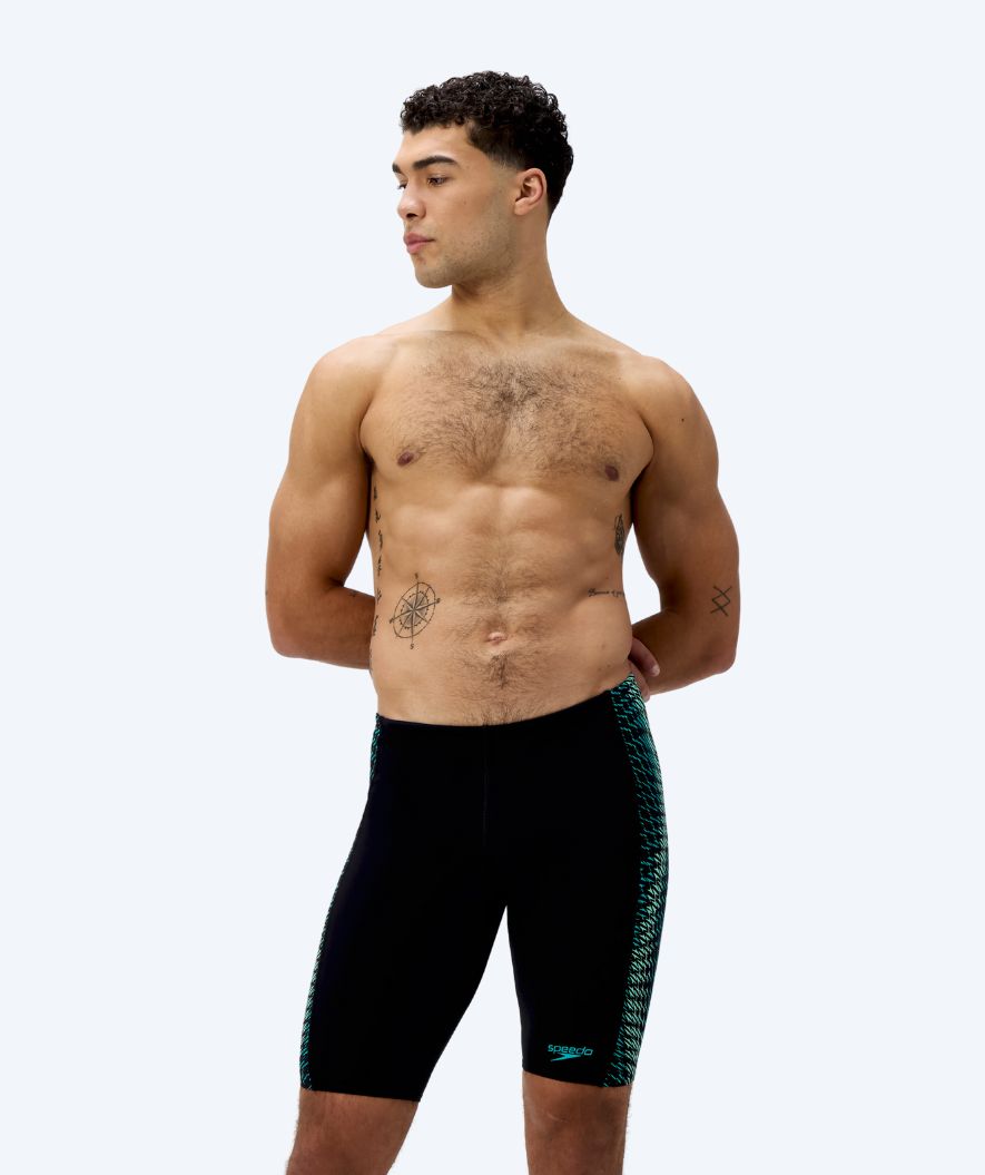 Speedo długie kąpielówki dla mężczyzn - Endurance Max Tech Pannel - Czarne/zielone