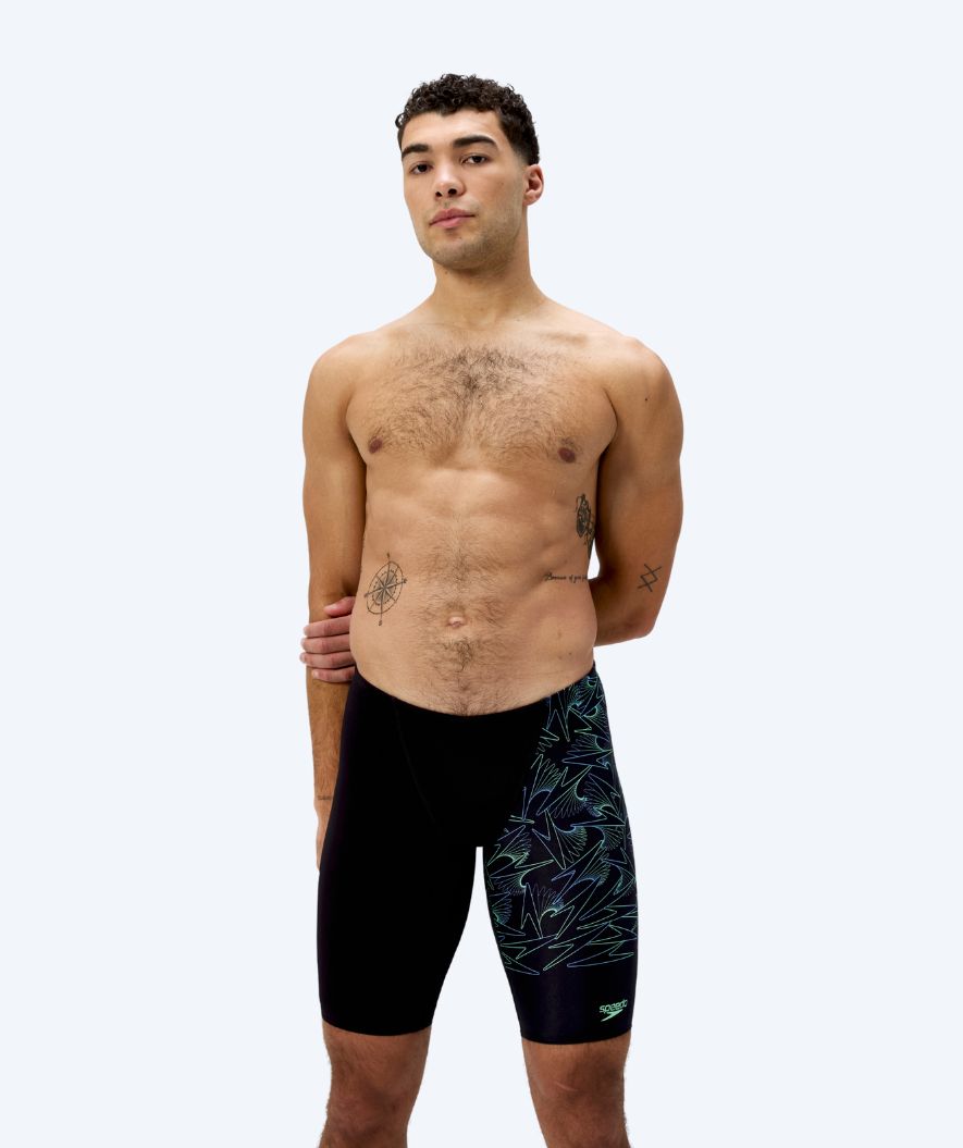 Speedo długie kąpielówki dla mężczyzn - Hyperboom V-Cut - Czarny/zielony
