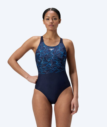Speedo strój kąpielowy dla kobiet - Hyperboom Placement Muscleback - Ciemnoniebieski/Jasnoniebieski