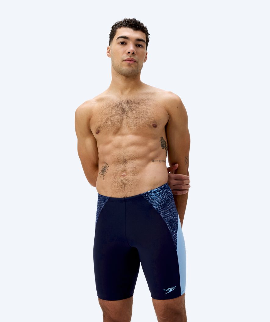 Speedo długie kąpielówki dla mężczyzn - Endurance Max Splice - Ciemnoniebieski/jasnoniebieski