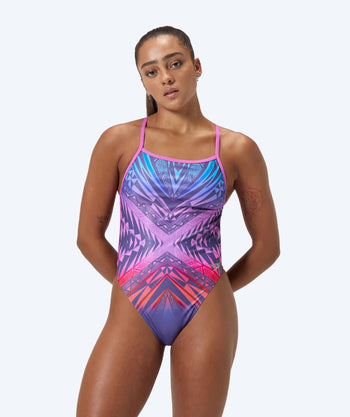 Speedo strój kąpielowy dla kobiet - Placement Digital V-Back - Fioletowy/czerwony