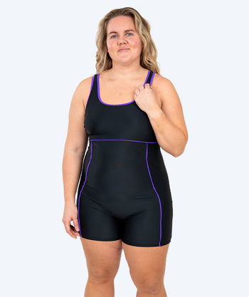 Watery strój kąpielowy z nogawkami dla kobiet - Tirta - czarny/fioletowy