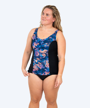 Watery strój kąpielowy dla kobiet plus size w kwiaty - Vale - Czarny/fioletowy