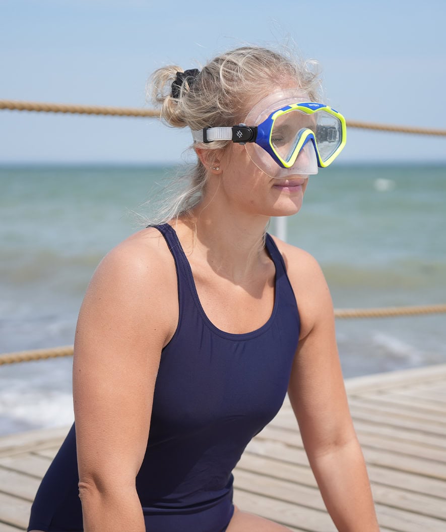 Watery zestaw maska + rurka do snorkelingu dla dorosłych (od 15 lat) - Leach Pro - Niebieski/Żółty