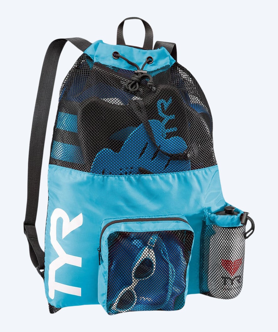 TYR worek pływacki z siatki - Big Mesh Mummy 40L - Jasnoniebieski