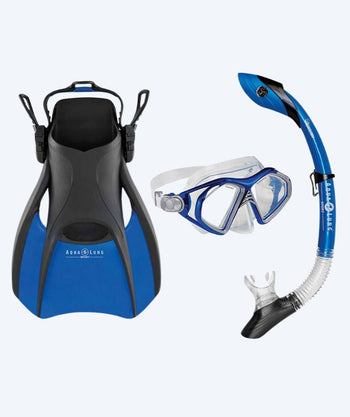 Aqualung zestaw maska + rurka + płetwy do snorkelingu dla dorosłych - Trooper - Czarny/niebieski
