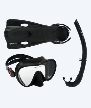 Aqualung zestaw maska + rurka + płetwy do snorkelingu dla dorosłych - Nabul - Czarny/czerwony