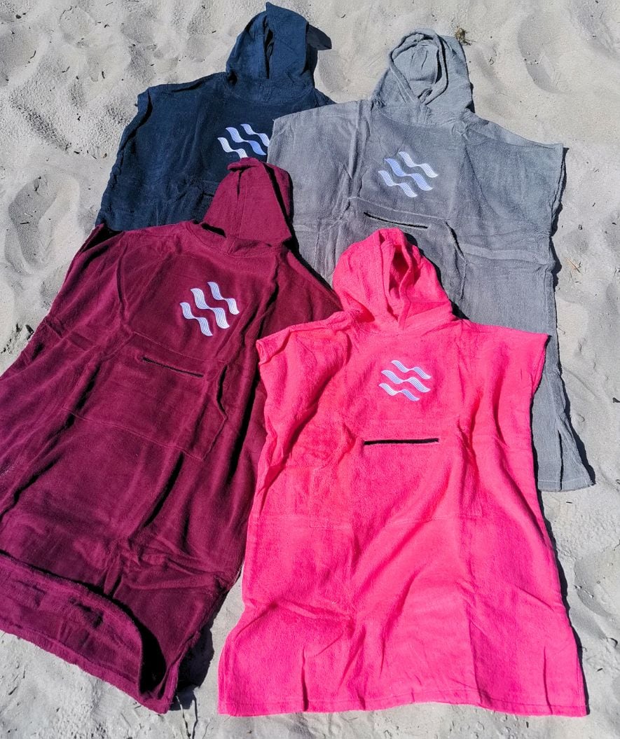 Watery ponczo kąpielowe dla dorosłych - Bawełna - Czarne