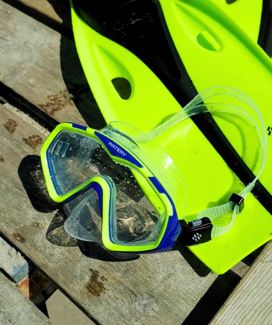 Watery zestaw maska + rurka do snorkelingu dla dorosłych (od 15 lat) - Leach Pro - Niebieski/Żółty